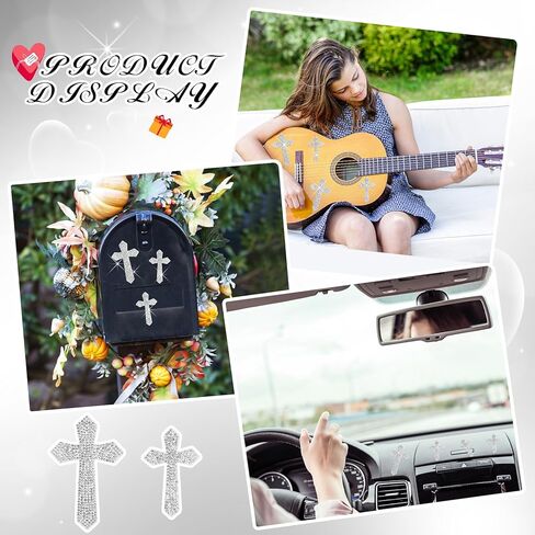 Frienda 8 قطع Silver Bling Cross Carcals ملصقات راينستون مقاومة للماء مع دعم ذاتي اللصق للديكور المصد من أجهزة الكمبيوتر المحمولة للأمتعة الداخلية خوذة دراجة نارية خارجية in Saudi Arabia