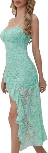 نساء 2025 الزهرية الدانتيل الزهور الأشرطة الأشرطة Maxi الفستان الجانب Hi-lo فساتين السهرة الرسمية in Kuwait