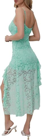 نساء 2025 الزهرية الدانتيل الزهور الأشرطة الأشرطة Maxi الفستان الجانب Hi-lo فساتين السهرة الرسمية in Kuwait