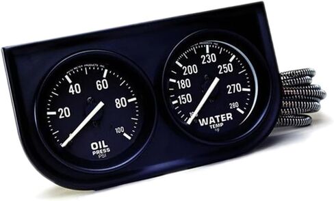 AutoMeter Two-Gauge Console 0-100 PSI Oil Press/130-280 °F Water Temp- Black in Saudi Arabia