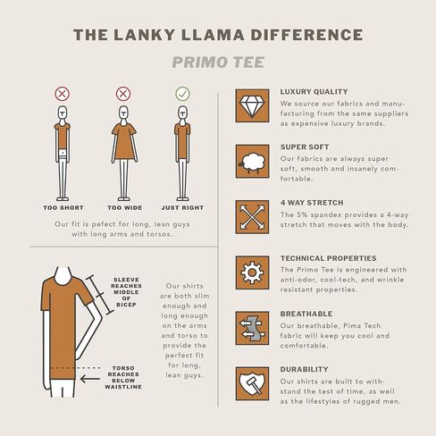 Lanky Llama (New) Primo Tee | للرجال النحيف طويل القامة in Kuwait