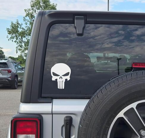 Punisher Skull Decal Vinyl Sticker for Car Truck Van Windows Laptop ، ملصق مصد جمجمة أبيض | أبيض | 5.5 بوصة in Kuwait