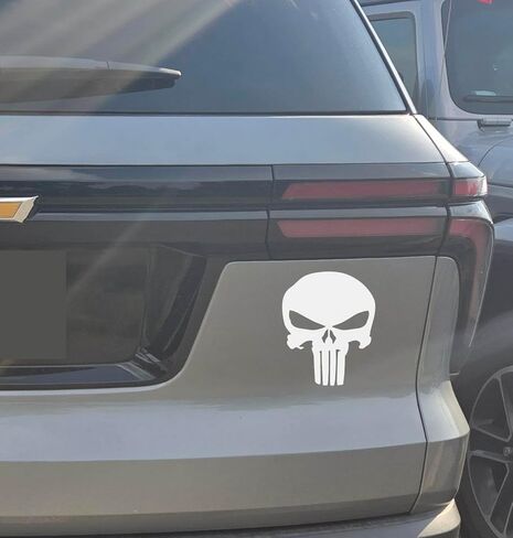 Punisher Skull Decal Vinyl Sticker for Car Truck Van Windows Laptop ، ملصق مصد جمجمة أبيض | أبيض | 5.5 بوصة in Kuwait