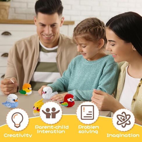 Small Parrots Building Blocks Kits, 12 Color Mini Bricks Cute Birds Series Animals Toys for Kids, Not Compatible with Lego Birds, Micro Buildling Pet Model Sets Gifts for Christmas in Saudi Arabia