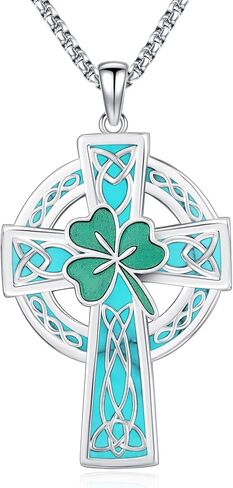 Celtic Cross Necklace for Men Women 925 Sterling Silver Celtic Jewelry Big Large Cross Necklace Irish Viking Celtic Necklace Religious Protective Celtic Cross Pendant Necklace Gifts for Her Him in Kuwait