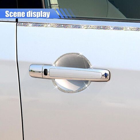 Bling Car Self Adhesive Strip, 16.4 Ft Crystal Rhinestone Strips, Car Dashboard, Door Line Molding Decoration Stickers, Universal Automotive Exterior Accessories for Women Girls (Silver/White) in Saudi Arabia