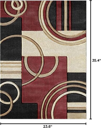 GLORY RUGS Area Rug Modern 5x7 Red Soft Hand Carved Contemporary Floor Carpet with Premium Fluffy Texture for Indoor Living Dining Room and Bedroom Area in Kuwait