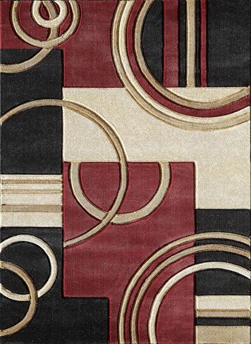 GLORY RUGS Area Rug Modern 5x7 Red Soft Hand Carved Contemporary Floor Carpet with Premium Fluffy Texture for Indoor Living Dining Room and Bedroom Area in Kuwait
