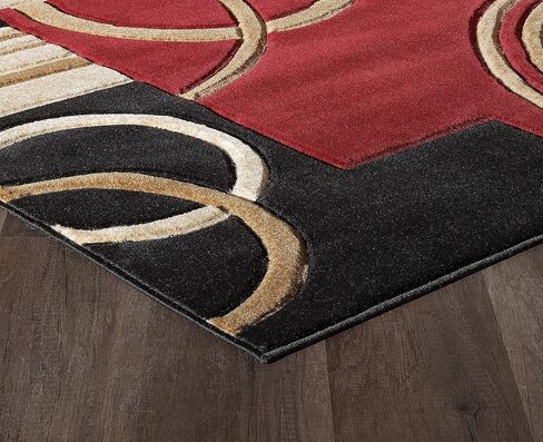 GLORY RUGS Area Rug Modern 5x7 Red Soft Hand Carved Contemporary Floor Carpet with Premium Fluffy Texture for Indoor Living Dining Room and Bedroom Area in Kuwait