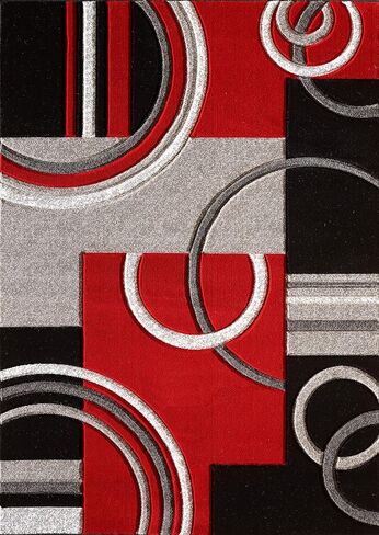 GLORY RUGS Area Rug Modern 5x7 Red Soft Hand Carved Contemporary Floor Carpet with Premium Fluffy Texture for Indoor Living Dining Room and Bedroom Area in Kuwait