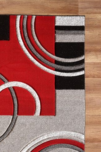 GLORY RUGS Area Rug Modern 5x7 Red Soft Hand Carved Contemporary Floor Carpet with Premium Fluffy Texture for Indoor Living Dining Room and Bedroom Area in Kuwait