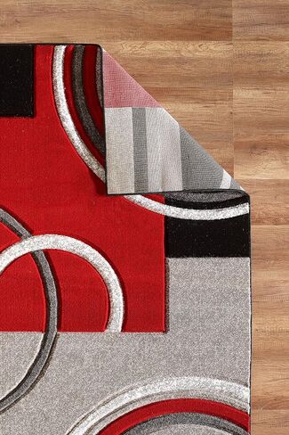 GLORY RUGS Area Rug Modern 5x7 Red Soft Hand Carved Contemporary Floor Carpet with Premium Fluffy Texture for Indoor Living Dining Room and Bedroom Area in Kuwait