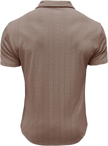 Mens Short Sleeve Polo Shirts Casual Reglar Fit Knit Textured Stretchy Golf T-Shirts in Kuwait