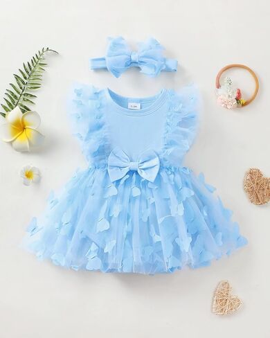 Renotemy Newborn Baby Girl Lace Romper Infant Summer Boho Flower Tulle Dress Party Gifts Newborn Photography Outfits in Saudi Arabia