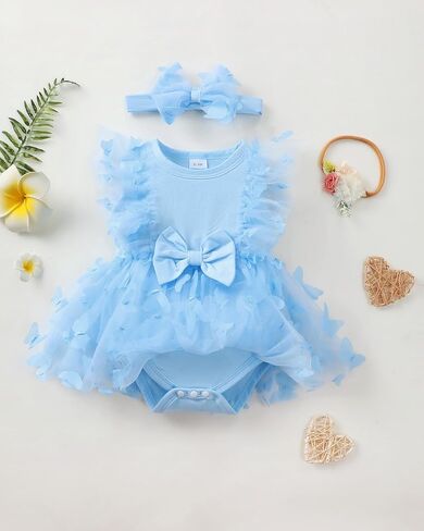 Renotemy Newborn Baby Girl Lace Romper Infant Summer Boho Flower Tulle Dress Party Gifts Newborn Photography Outfits in Saudi Arabia