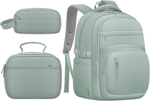 حقيبة ظهر للمدرسة للفتيات لطيف الأطفال سفر على الظهر مع صندوق الغداء في سن المراهقة حقيبة الكتب الكلية للنساء (الأزرق) in Kuwait