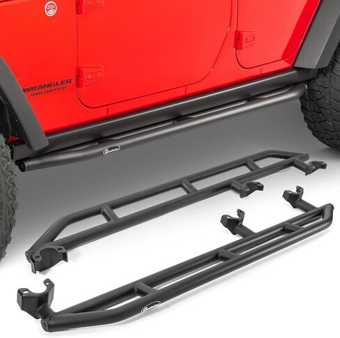 Quadratec QRC Rock Sliders ، مجموعة من 2 - يناسب Jeep Wrangler Rubicon JK 2007-2018 - يناسب مع Rubicon Rock Rails - تصميم Solid Solid Wolded - لوحات الجانبية الجانبية (4 أبواب) in Saudi Arabia