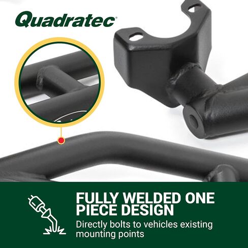 Quadratec QRC Rock Sliders ، مجموعة من 2 - يناسب Jeep Wrangler Rubicon JK 2007-2018 - يناسب مع Rubicon Rock Rails - تصميم Solid Solid Wolded - لوحات الجانبية الجانبية (4 أبواب) in Saudi Arabia
