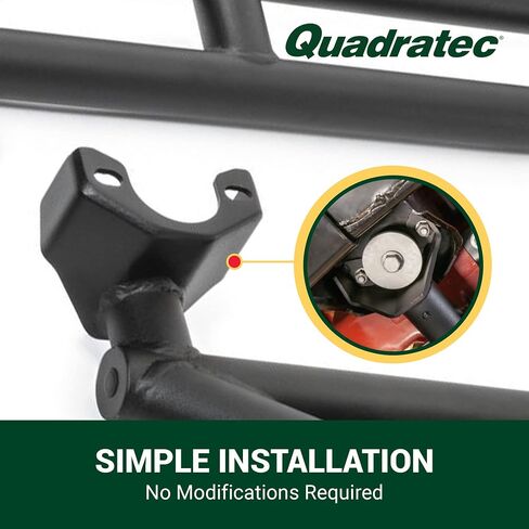 Quadratec QRC Rock Sliders ، مجموعة من 2 - يناسب Jeep Wrangler Rubicon JK 2007-2018 - يناسب مع Rubicon Rock Rails - تصميم Solid Solid Wolded - لوحات الجانبية الجانبية (4 أبواب) in Saudi Arabia