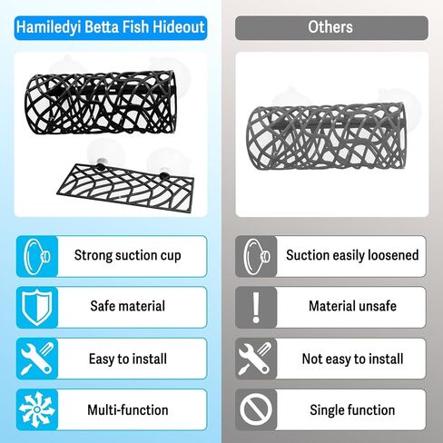 Hamiledyi Betta Fish Hideout Cave & Betta أرجوحة سرير نفق مجوف بيتا حوض للأسماك إكسسوارات حوض السمك ديكورات لجراد البحر والروبيان بيتا وغيرها من الأسماك الصغيرة (أزرق) in Saudi Arabia