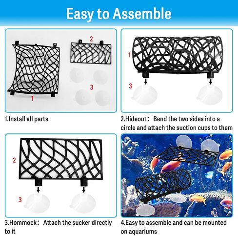 Hamiledyi Betta Fish Hideout Cave & Betta أرجوحة سرير نفق مجوف بيتا حوض للأسماك إكسسوارات حوض السمك ديكورات لجراد البحر والروبيان بيتا وغيرها من الأسماك الصغيرة (أزرق) in Saudi Arabia