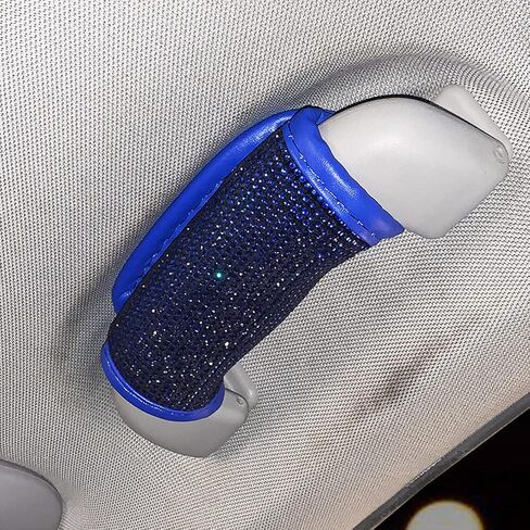 4 Pcs Bling Bling Auto Safety Door Handle Cover, Luster Crystal Car Protective Handle Cover Diamond Car Decor Accessories for Women (Blue-4pcs) in Kuwait
