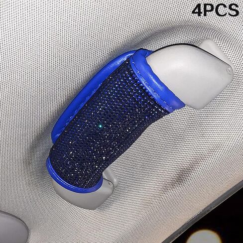 4 Pcs Bling Bling Auto Safety Door Handle Cover, Luster Crystal Car Protective Handle Cover Diamond Car Decor Accessories for Women (Blue-4pcs) in Kuwait