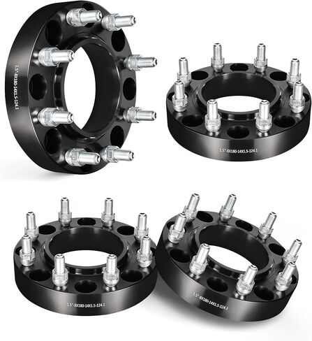 EVIL ENERGY 8x180 Wheel Spacers 1.5 inch Compatible for Chevy Silverado 2500 2011-2018, 8x180 mm Hubcentric with Lip 8 Lugs 124.1 mm Hub Bore M14x1.5 Studs Black in Saudi Arabia