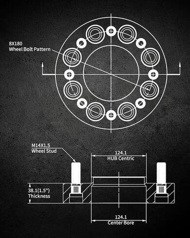 EVIL ENERGY 8x180 Wheel Spacers 1.5 inch Compatible for Chevy Silverado 2500 2011-2018, 8x180 mm Hubcentric with Lip 8 Lugs 124.1 mm Hub Bore M14x1.5 Studs Black in Saudi Arabia