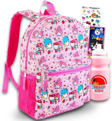 Sanrio Backpack Featuring Tuxedo Sam, My Melody, Hello Kitty - Bundle with 16" Pink Sanrio School Backpack Plus Water Bottle, Stickers, More | Hello Kitty and Friends School Bag in Saudi Arabia
