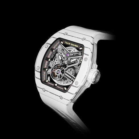 Luxury Men's Automatic Watch Mechanical Japanese Movement Sapphire Crystal 50M Waterproof Carbon Fiber Tonneau Unique Business Gifts for Men Luminous Wristwatch Analogue Fashion in Kuwait