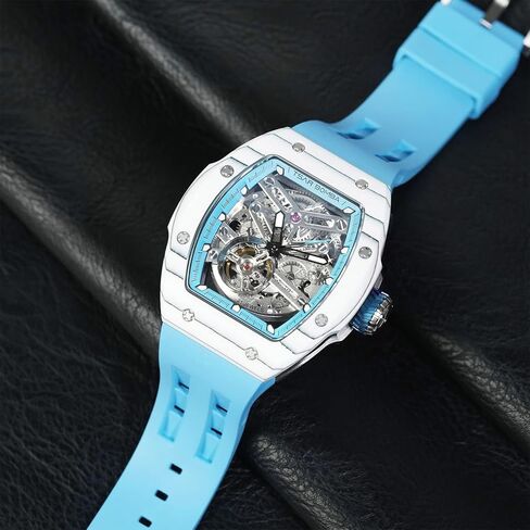 Luxury Men's Automatic Watch Mechanical Japanese Movement Sapphire Crystal 50M Waterproof Carbon Fiber Tonneau Unique Business Gifts for Men Luminous Wristwatch Analogue Fashion in Kuwait