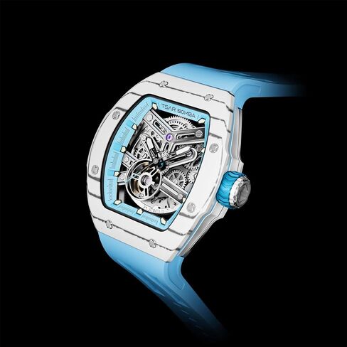 Luxury Men's Automatic Watch Mechanical Japanese Movement Sapphire Crystal 50M Waterproof Carbon Fiber Tonneau Unique Business Gifts for Men Luminous Wristwatch Analogue Fashion in Kuwait