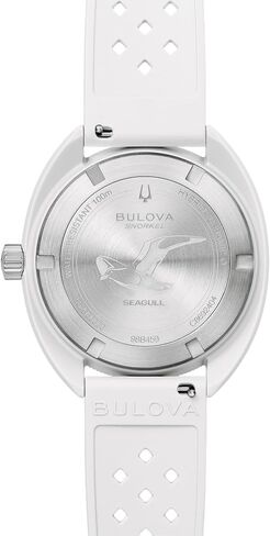 Bulova Oceanographer Snorkel Ceramic Case and White Perforated Rubber Strap Watch, Day Date 100M WR in Saudi Arabia