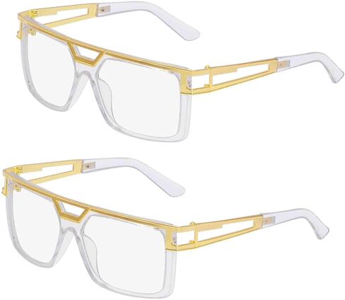 2 Pairs 80s 90s Sunglasses for Women Men Hip Hop Glasses Retro DJ Rapper Costume Accessory in Saudi Arabia