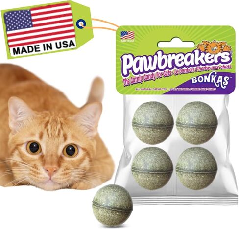 1-MegaBonkas Catnip Ball - All Natural Cat Treats, Medical Grade Catnip Treat and Toy, Catnip for Cats, Safe & Digestible, Hypoallergenic & Vegan - 3 oz - 2.25 inches diameter, Made in USA in Saudi Arabia
