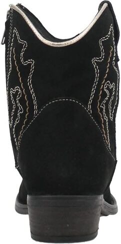 Dingo Womens Daisy Mae Embroidery Round Toe Zippered Casual Boots Ankle Low Heel 1-2" - Black in Kuwait