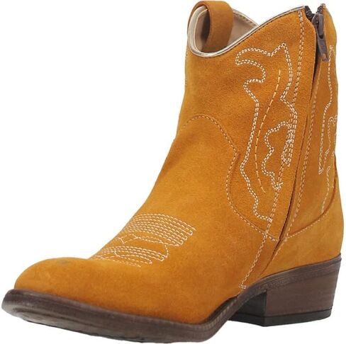 Dingo Womens Daisy Mae Embroidery Round Toe Zippered Casual Boots Ankle Low Heel 1-2" - Black in Kuwait