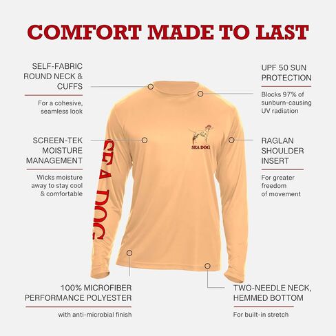 Sea Dog Wax Van UPF50 UV Sun Protection Shirt Long Sleeve Polyester 100 ٪ Polyester - مصمم وطباعة في الولايات المتحدة الأمريكية in Kuwait