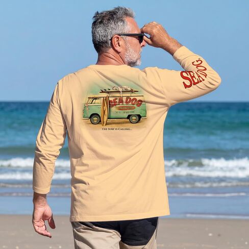 Sea Dog Wax Van UPF50 UV Sun Protection Shirt Long Sleeve Polyester 100 ٪ Polyester - مصمم وطباعة في الولايات المتحدة الأمريكية in Kuwait