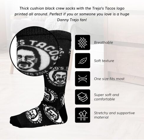 Trejo's Tacos Crew Socks - مريح وأنيق | جوارب مخططة للرجال والنساء | مزيج البوليستر | سهل التنظيف in Kuwait