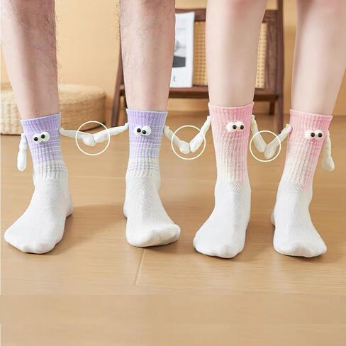 2 Pairs Easter Holding Hands Socks Funny Magnetic Couple Socks Magnetic Hand in Hand Socks for Family Gifts in Saudi Arabia