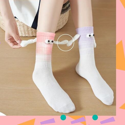 2 Pairs Easter Holding Hands Socks Funny Magnetic Couple Socks Magnetic Hand in Hand Socks for Family Gifts in Saudi Arabia