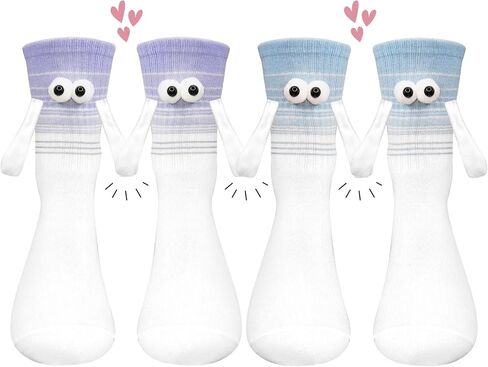 2 Pairs Easter Holding Hands Socks Funny Magnetic Couple Socks Magnetic Hand in Hand Socks for Family Gifts in Saudi Arabia