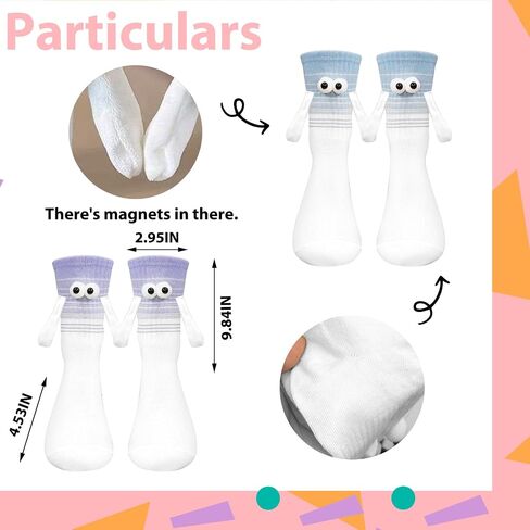 2 Pairs Easter Holding Hands Socks Funny Magnetic Couple Socks Magnetic Hand in Hand Socks for Family Gifts in Saudi Arabia
