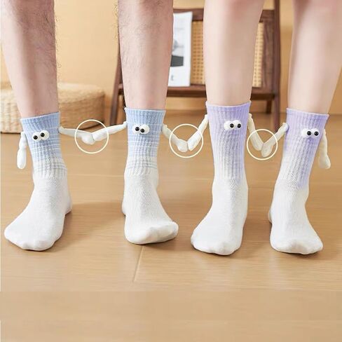 2 Pairs Easter Holding Hands Socks Funny Magnetic Couple Socks Magnetic Hand in Hand Socks for Family Gifts in Saudi Arabia