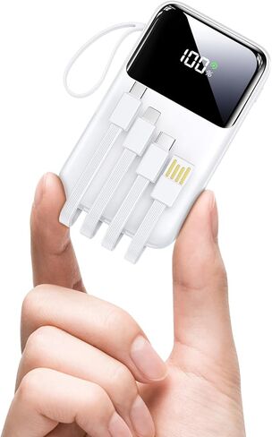 شاحن محمول مع كابل مدمج ، بنك الطاقة 15000mah ، شحن سريع 22.5 واط ، 6 مخرجات ، حزمة بطارية أساسية سليم سافر مع شاشة LED ، متوافقة مع iPhone 16/15/14/13 ، Samsung ، iPad ، إلخ in Kuwait