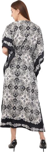 Art Of Creation Kaftan Dress Maxi Style Casual Kaftan Dressess for Women V-Neck 3/4 Sleeve Top Printed Free Size Gown in Kuwait