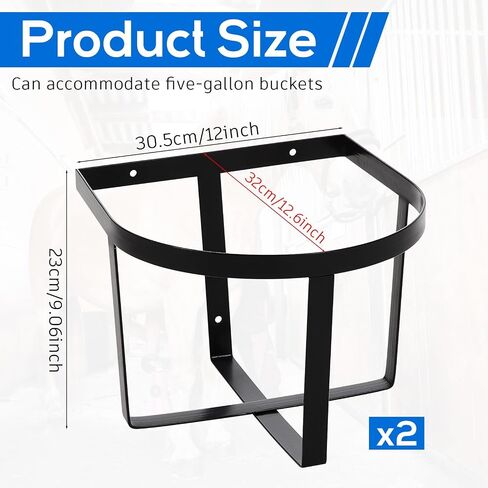 2 Pcs Heavy Duty Metal Bucket Holder Securely Bucket Hangers for 5 Gallon Horse Water and Feed Buckets Water Bucket and Pail Holder for Horses, Wall Mount in Saudi Arabia