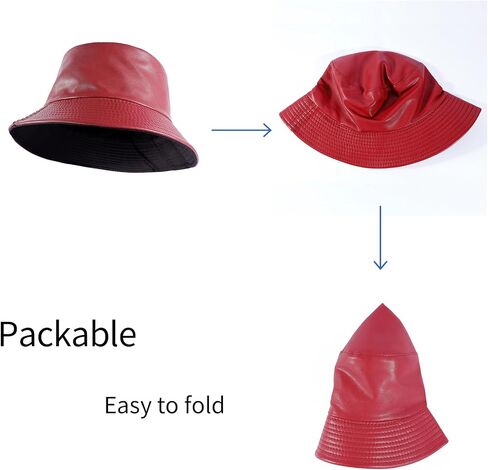 MILAKOO Pu Leather Bucket Hat for Unisex Reversible Fishing Cap Metallic Retro 80s 90s Fisherman Hat in Saudi Arabia
